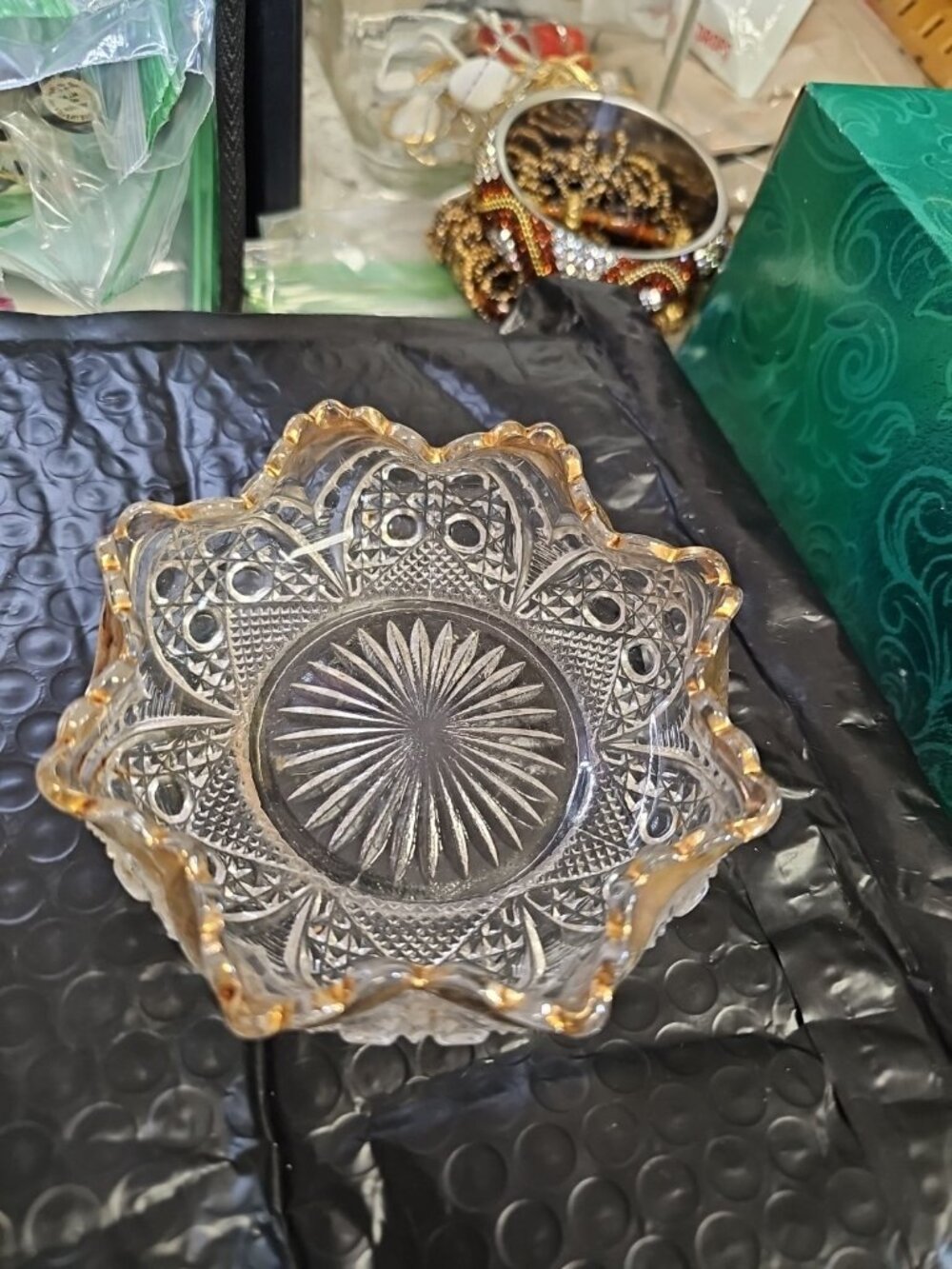 Pressed Small Bowl Gold Edges Vtg.